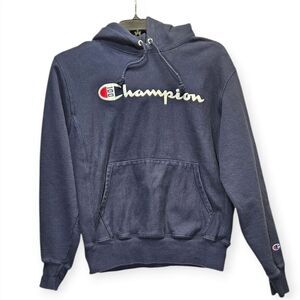 Champion Liberty LU Flames Hoodie‎ Medium Blue Reverse Weave Sweatshirt 100 Logo